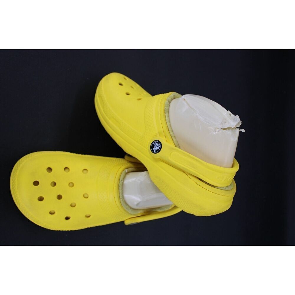 CROCS LINED CLOGS SLIP ON SHOES Size Men's 5 Women's 7 Yellow